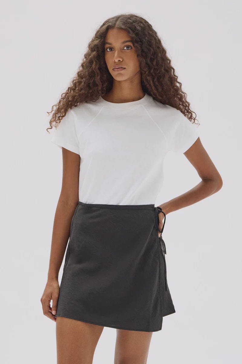 Assembly Label Skirts - Casual Assembly Label | Heather Silk Blend Mini Skirt -Black