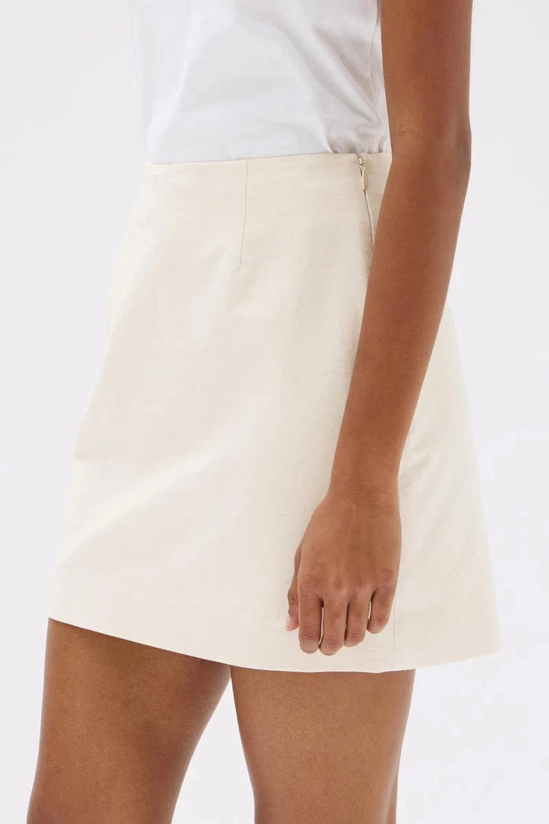 Assembly Label Skirts - Casual Assembly Label | Simone Cotton Blend Mini Skirt -Oat Marle