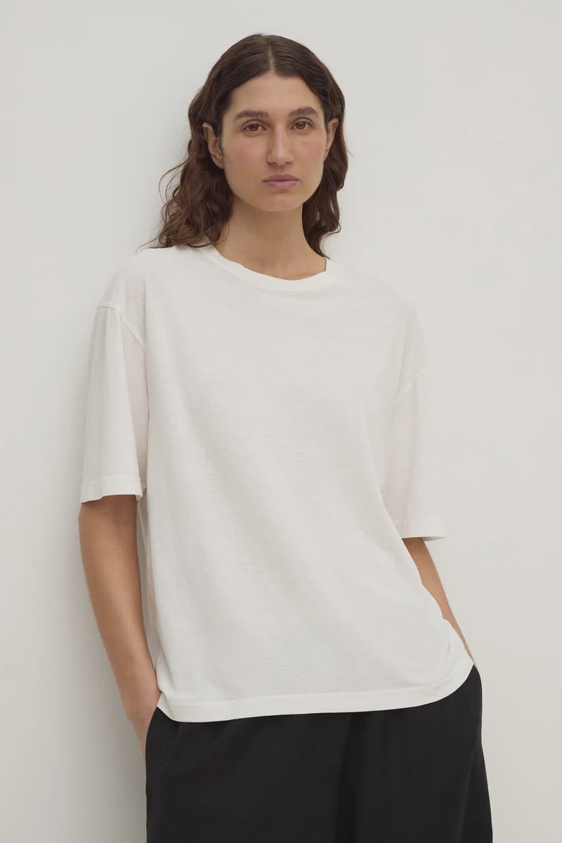 Assembly Label Tees Kira Cotton Hemp Tee - Antique White