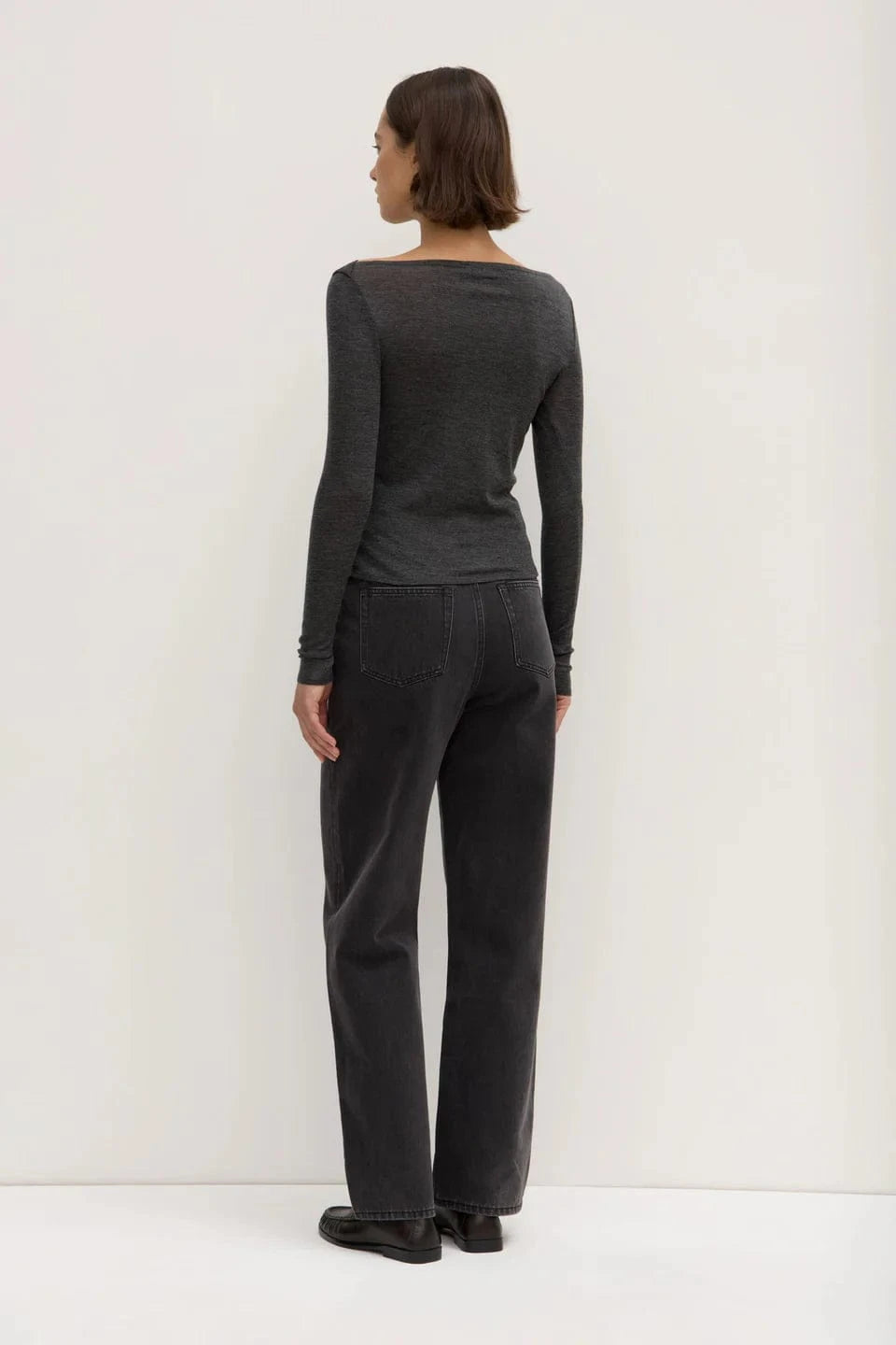 Assembly Label Tops Assembly Label | Shannon Wool Bateau Long Sleeve Top - Charcoal Marle