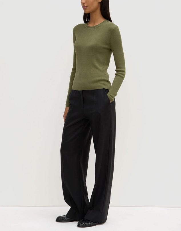 Assembly Label Tops - Long Sleeve Assembly Label | Amira Knit Long Sleeve Tee -  Tarragon