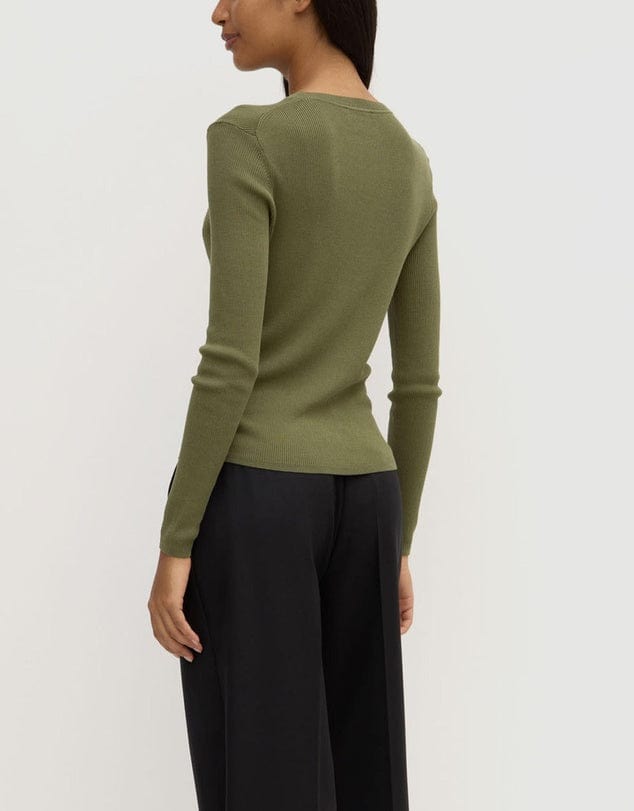 Assembly Label Tops - Long Sleeve Assembly Label | Amira Knit Long Sleeve Tee -  Tarragon