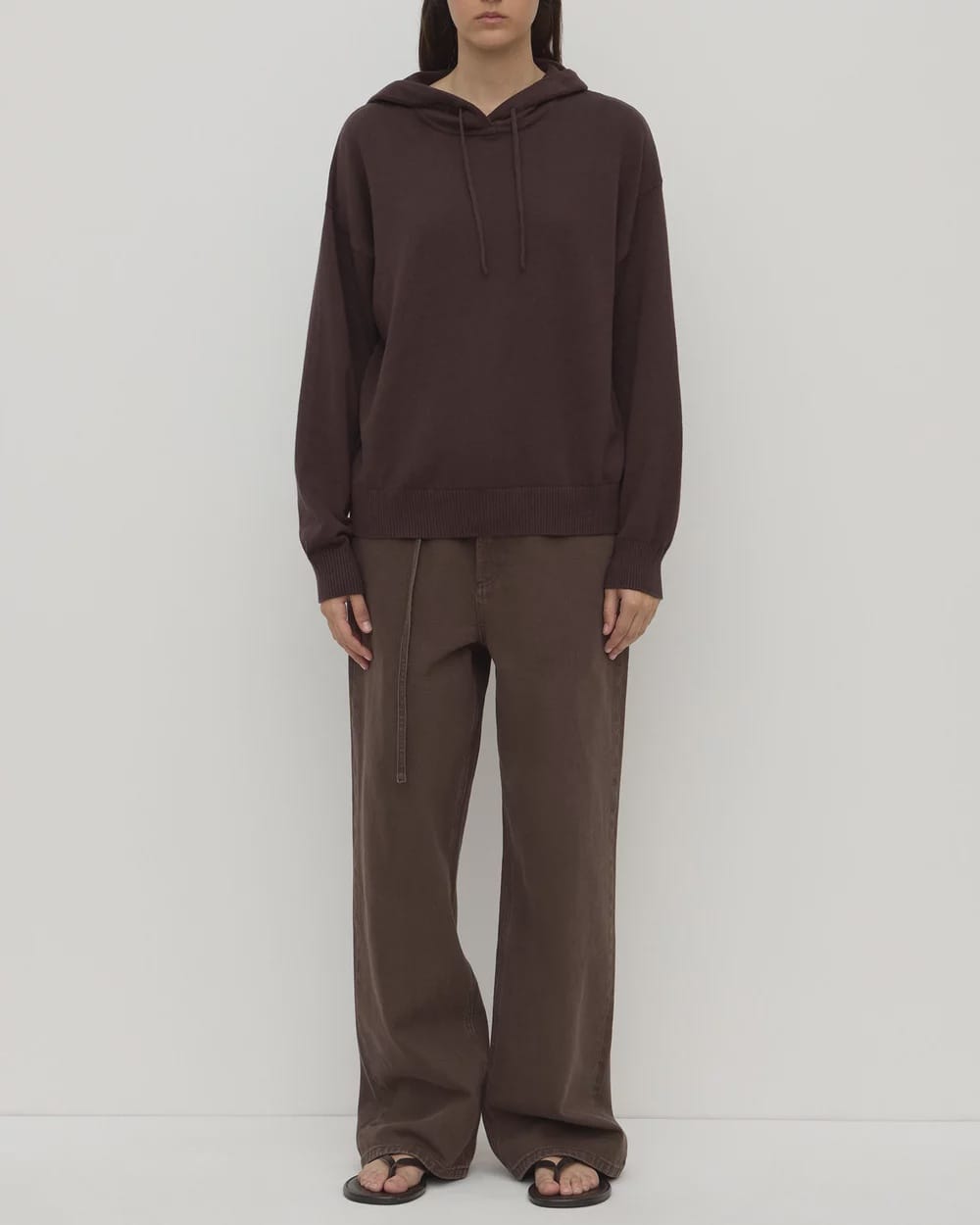 Assembly Label Tops - Long Sleeve Cotton Cashmere Hoodie - Ganache