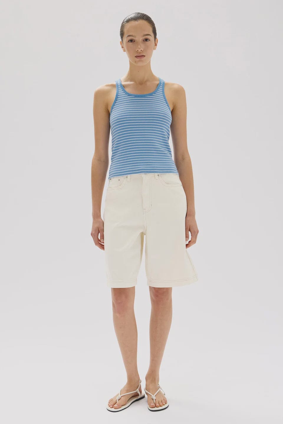 Assembly Label Tops - Tanks Assembly Label | Drew Stripe Tank - Bahama/White