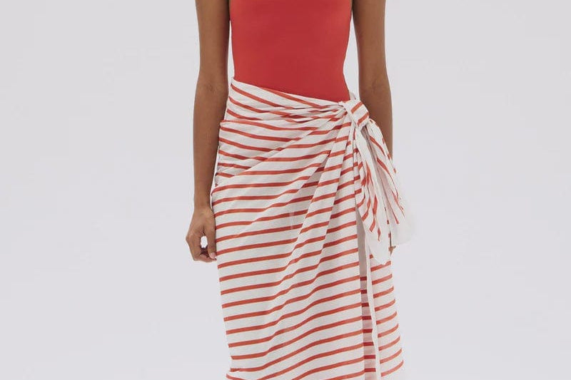 Assembly Label Towels Assembly Label | Stripe Cotton Sarong -Papaya