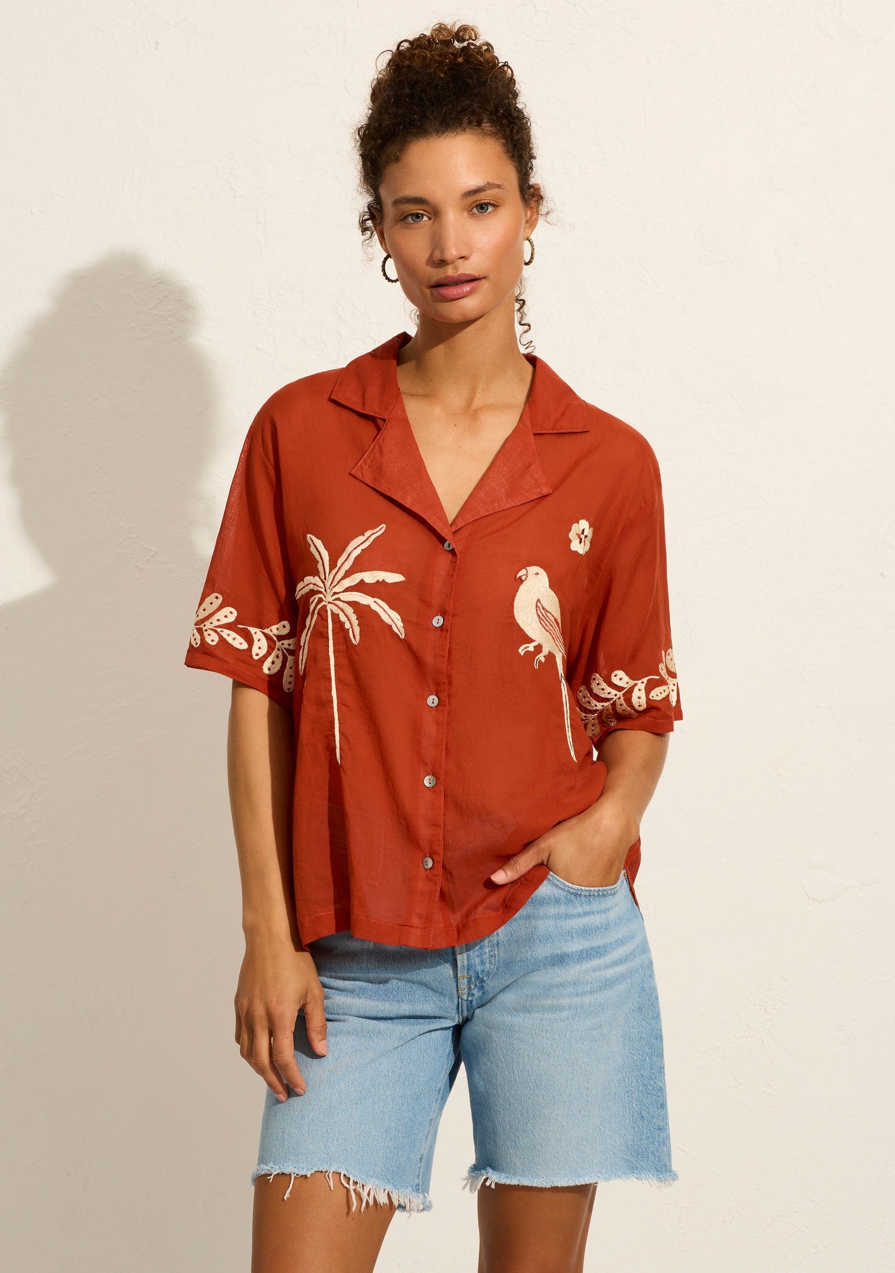 Auguste Shirts - Casual Auguste | Embroidered Rio Shirt - Rust