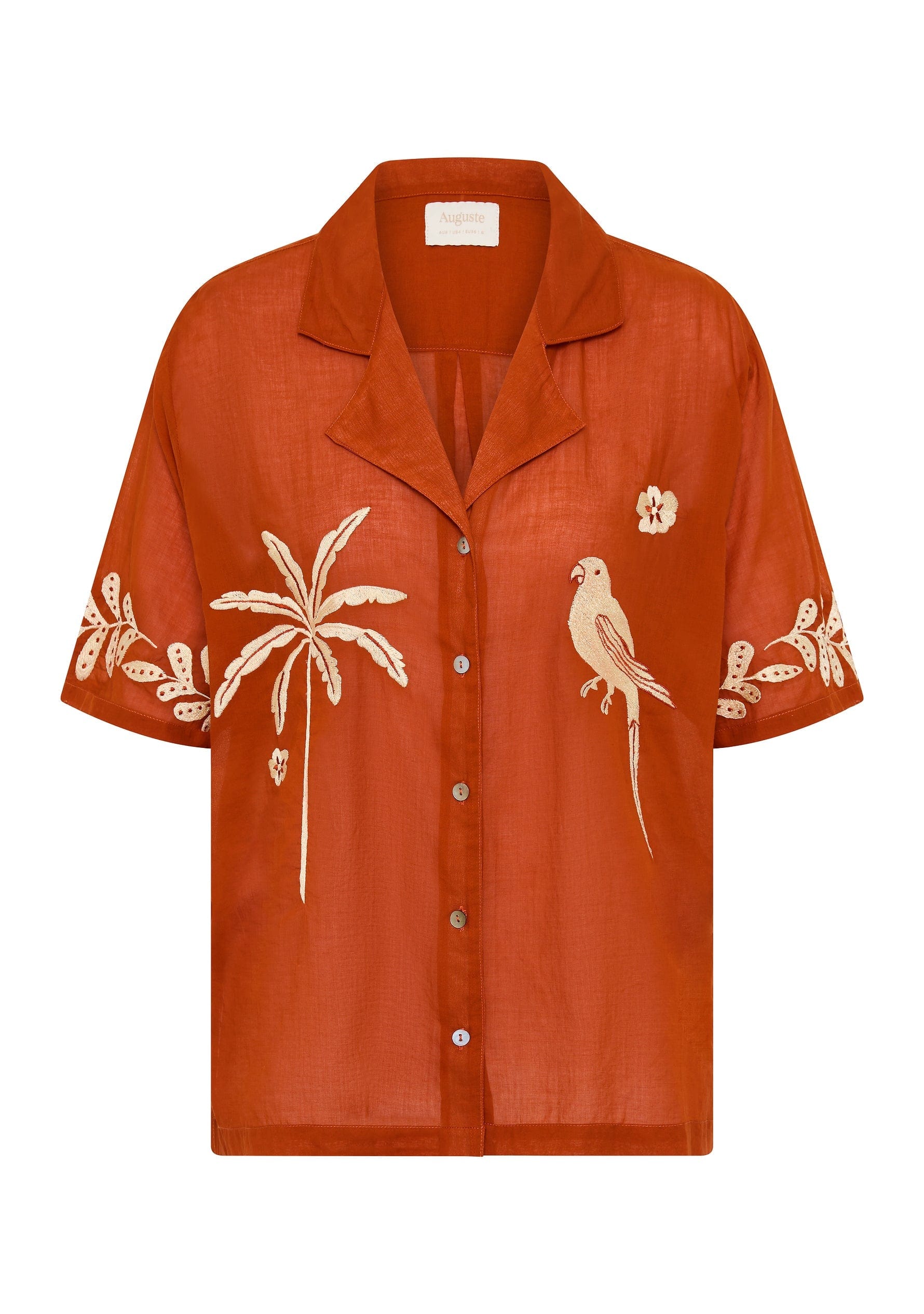 Auguste Shirts - Casual Auguste | Embroidered Rio Shirt - Rust