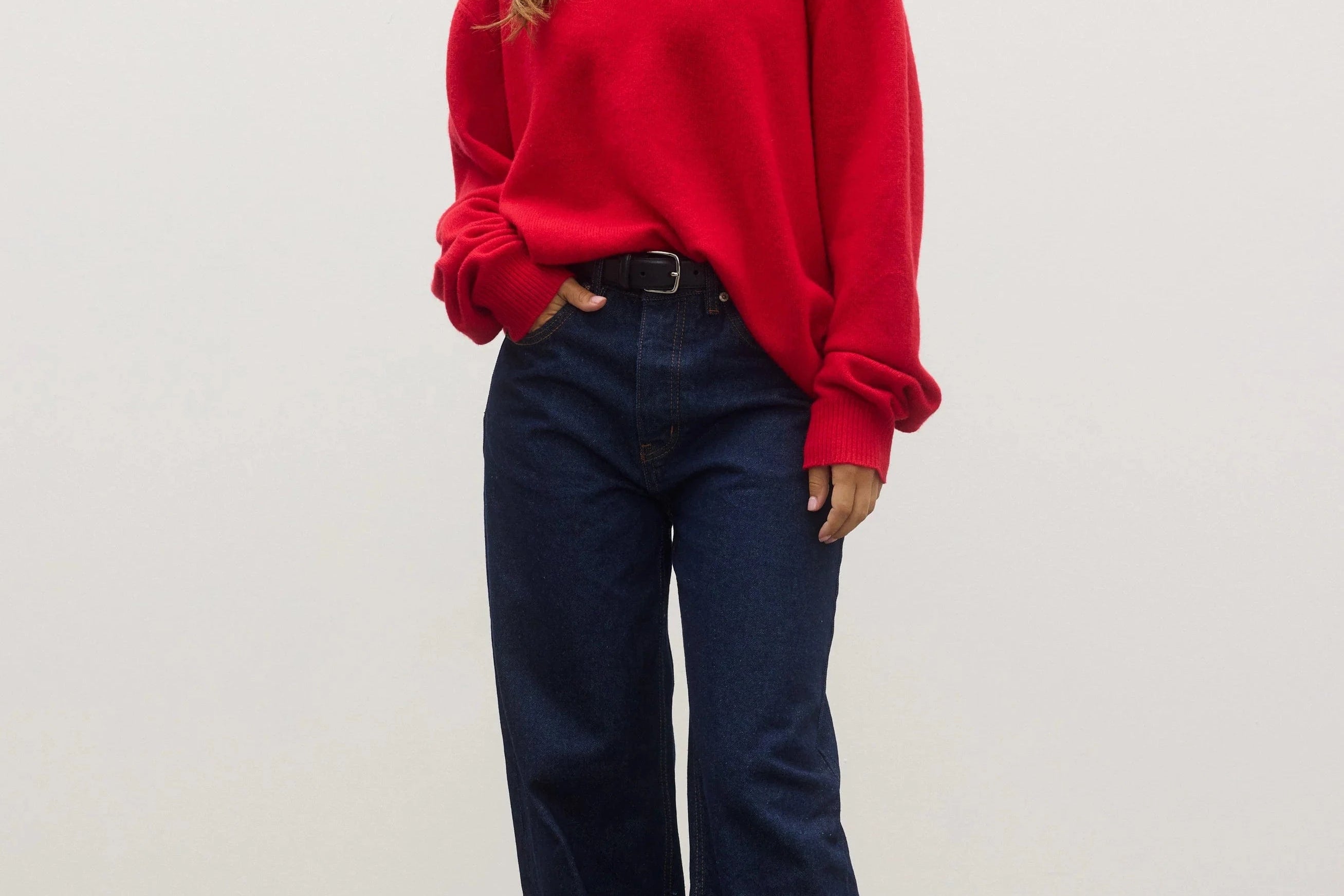 Bayse Brand Knits Billie V Neck Sweater - Cherry Red