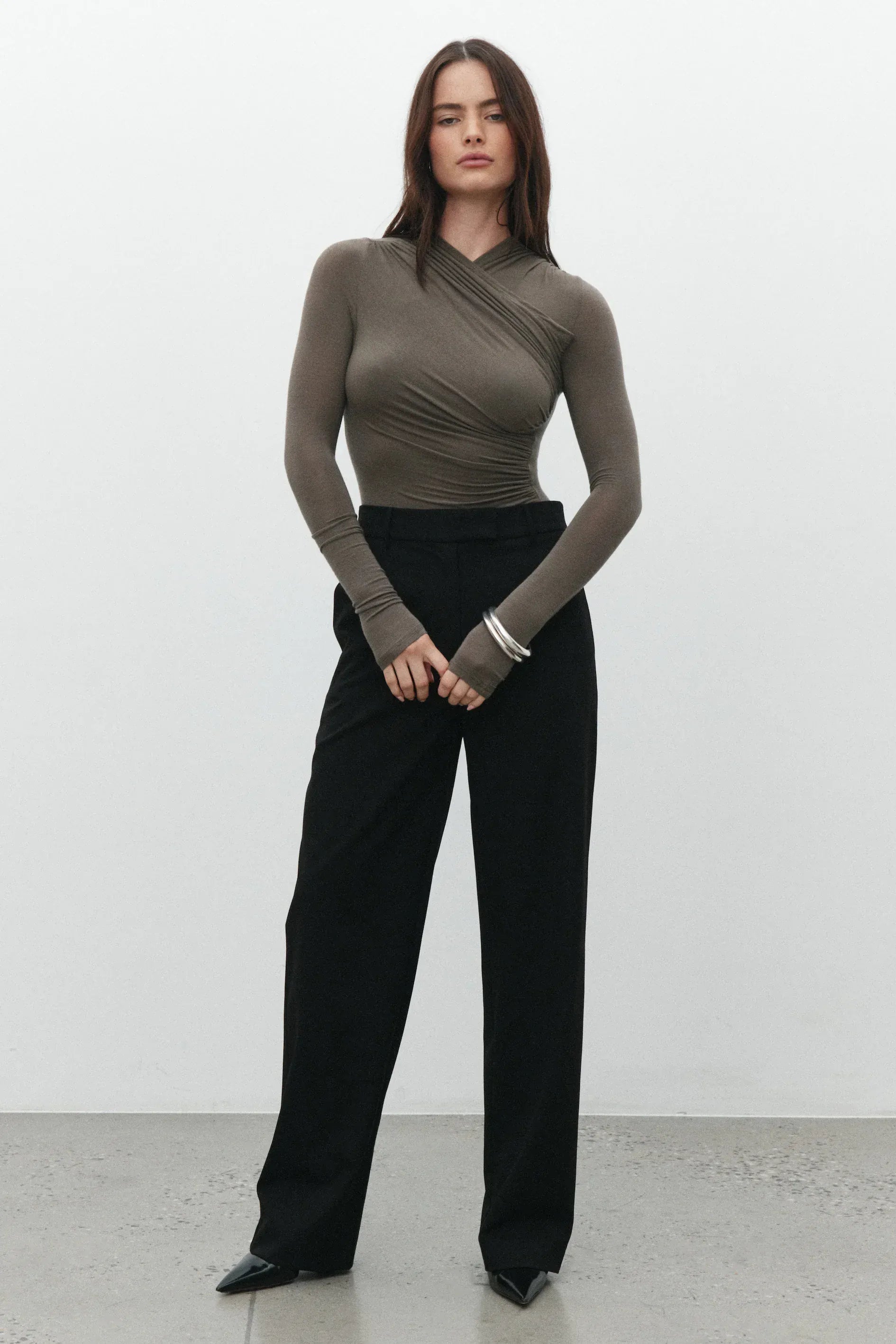 Bayse Brand Tops - Long Sleeve Amrita Bodysuit - Mink