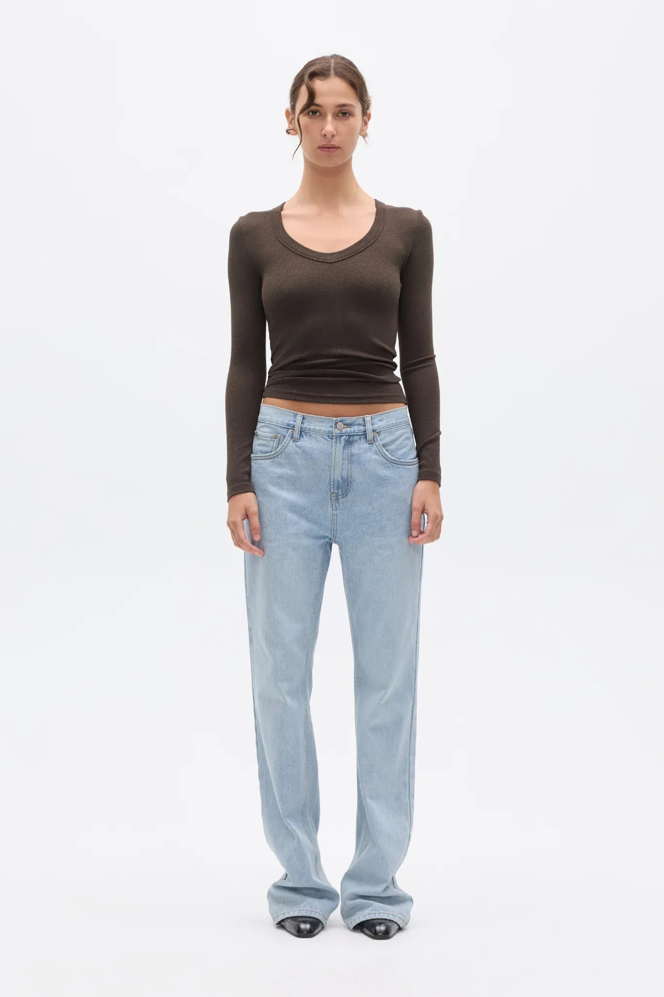 Bayse Brand Tops - Long Sleeve Grace Long Sleeve Top  - Espresso