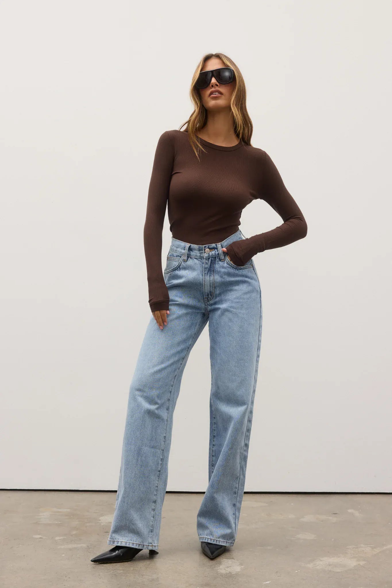 Bayse Brand Tops - Long Sleeve Nyla Top - Espresso