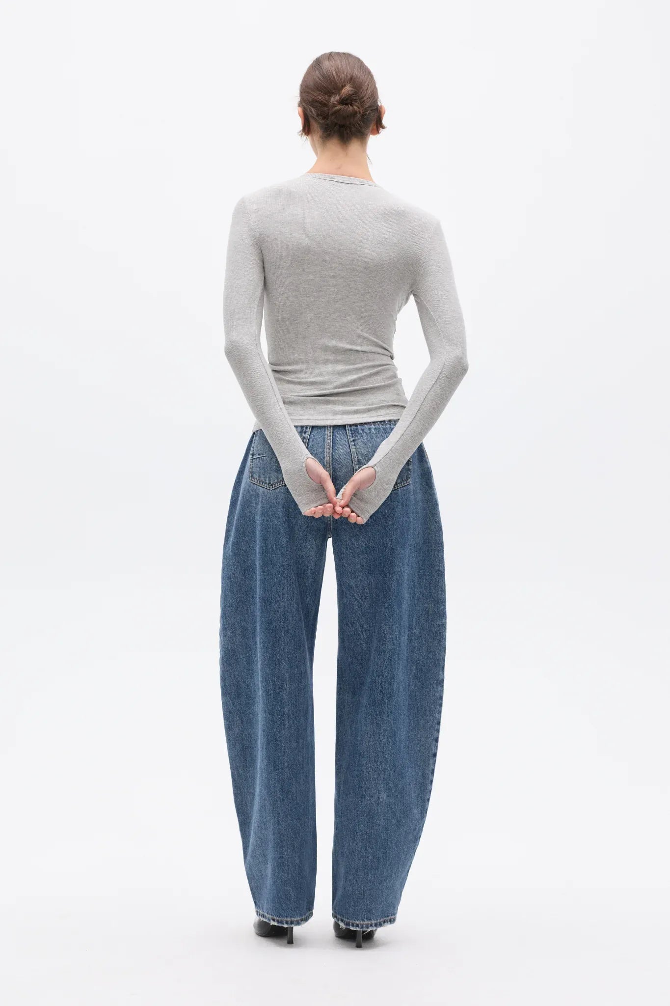 Bayse Brand Tops - Long Sleeve Piper Henley Top - Grey Marle
