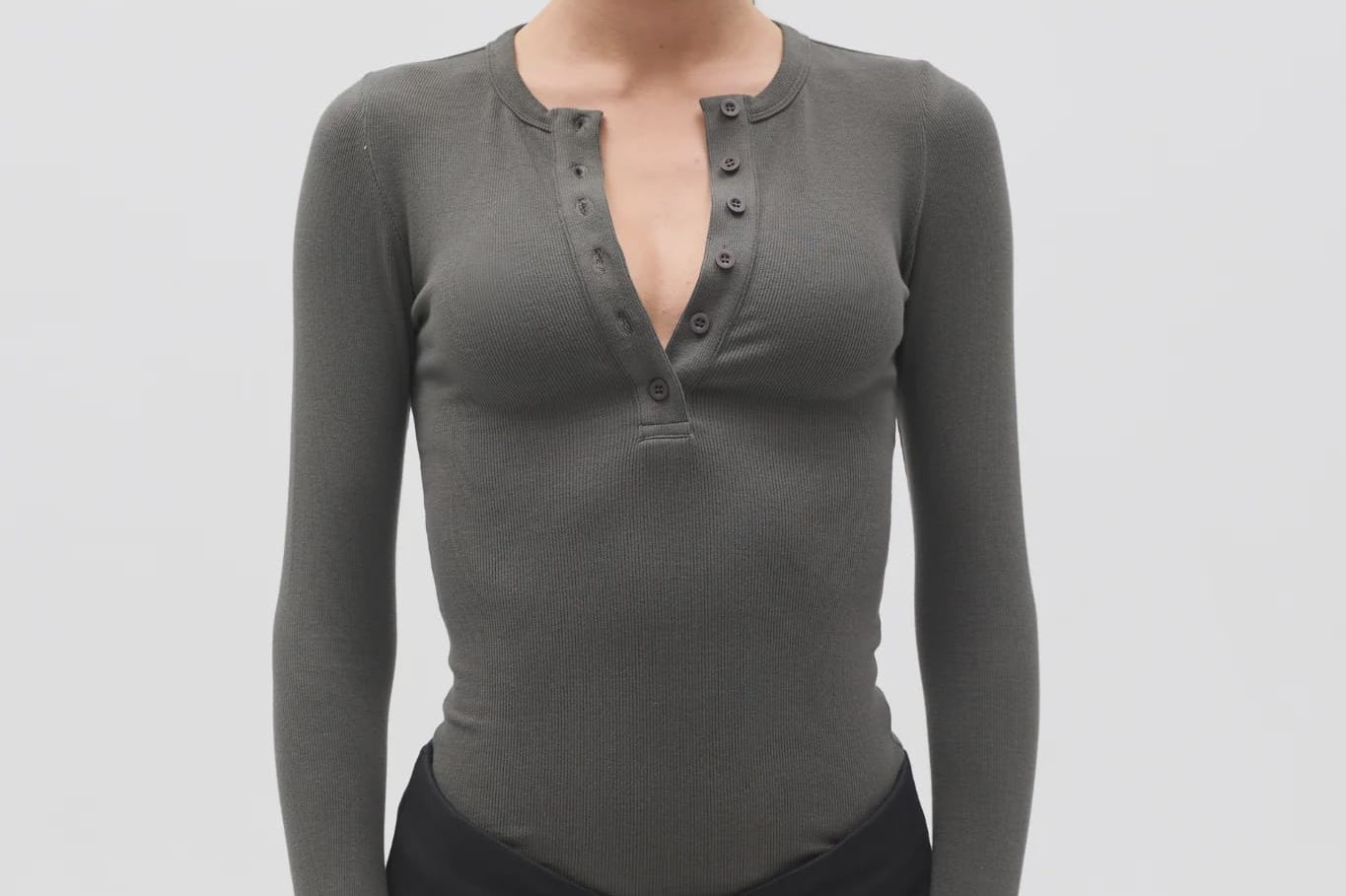 Bayse Brand Tops - Long Sleeve Piper Henley Top - Smoke