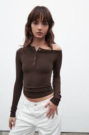 Bayse Brand Tops - Long Sleeve Zinnia Top - Chocolate