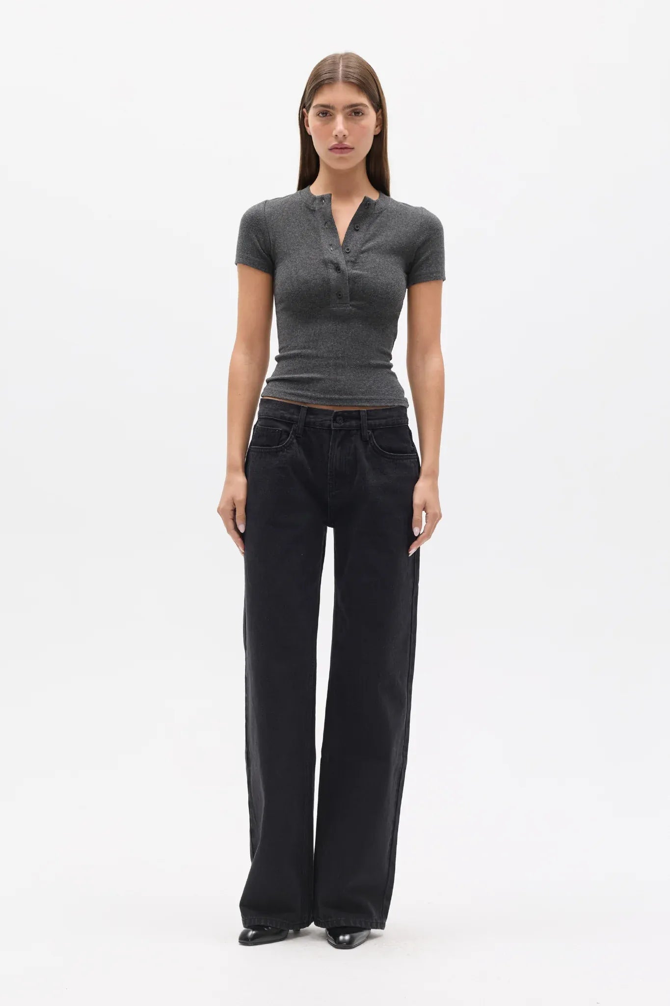 Bayse Brand Tops Oceane Top - Dark Heather Grey