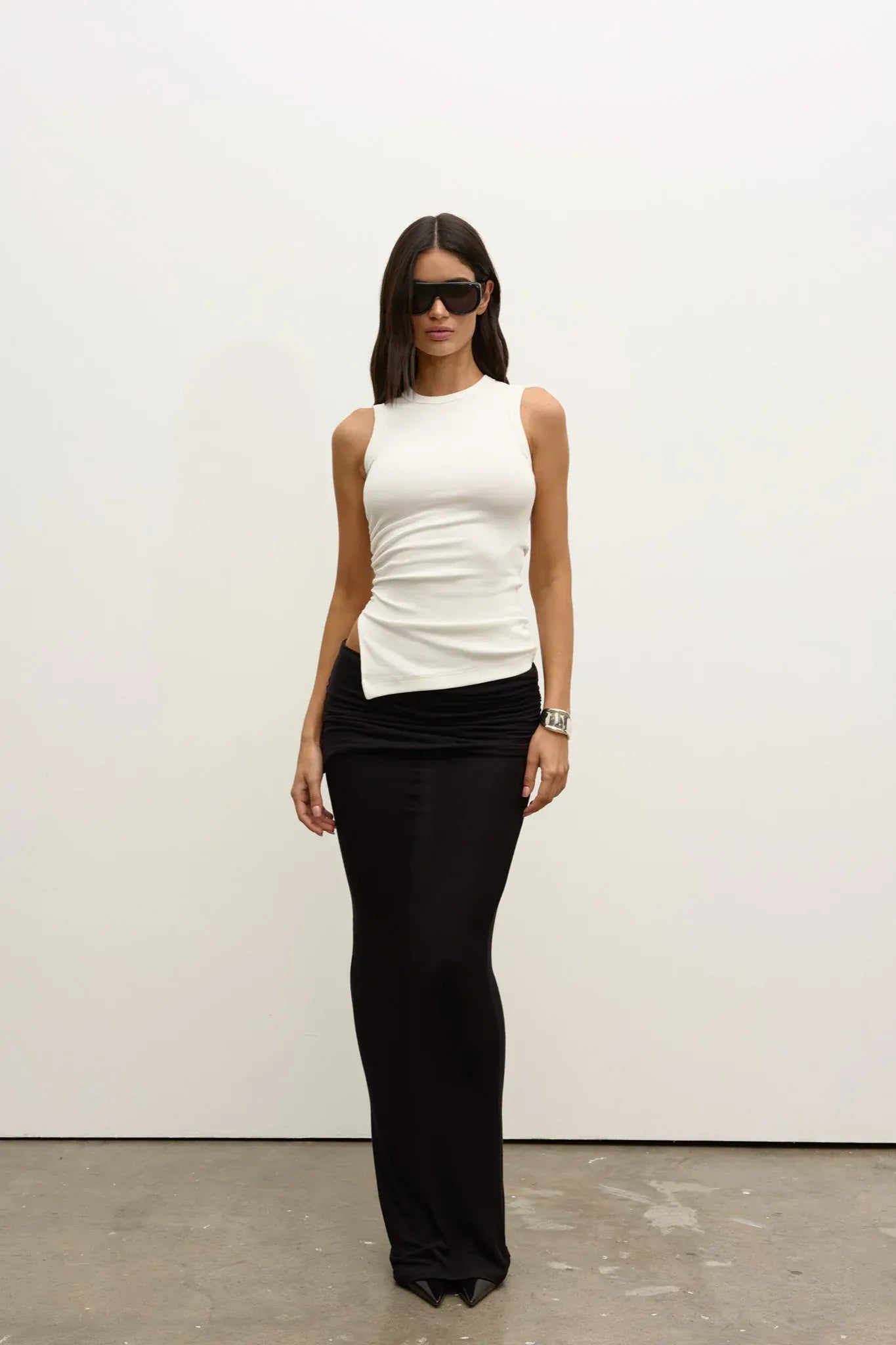 Bayse Brand Tops - Tanks Lana Rouched Tank - White