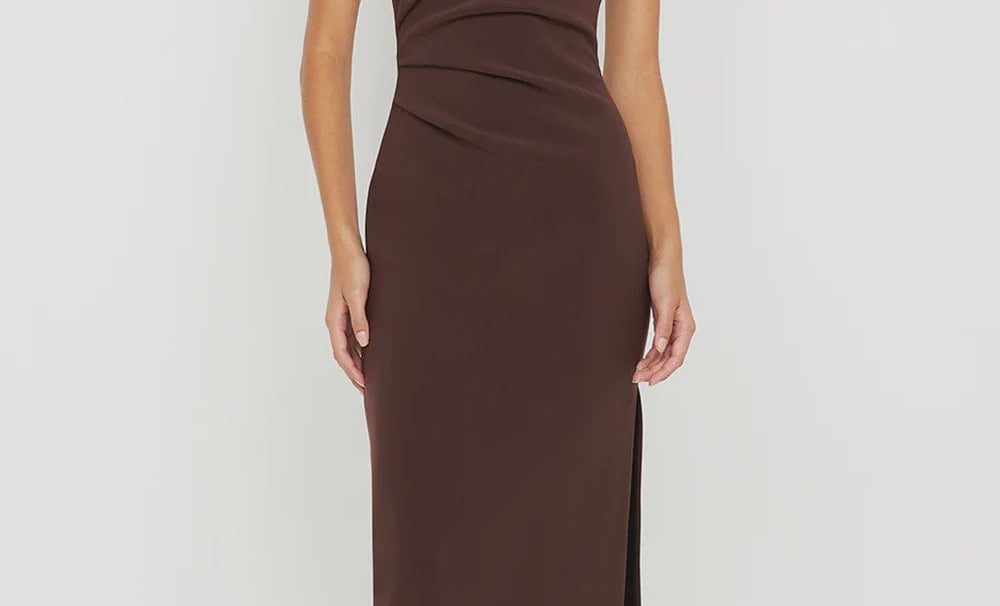 Bec + Bridge Dresses - Formal Bec + Bridge | Ariven Asym Midi Dress - Dark Chocolate
