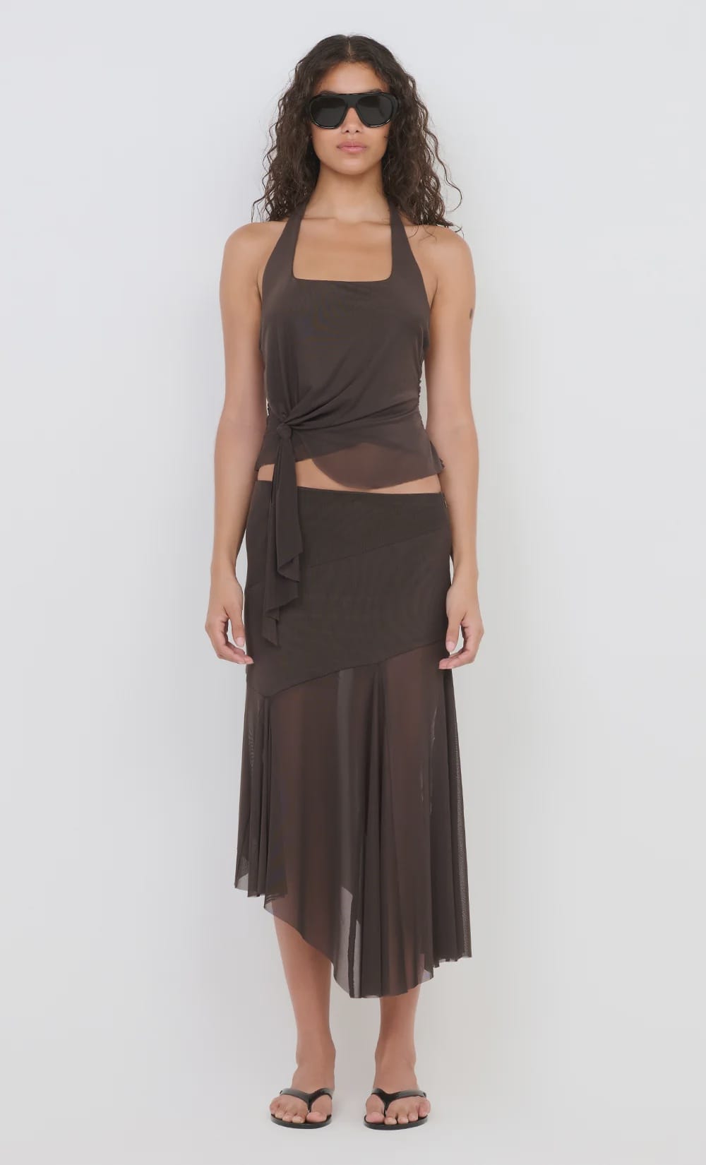 Bec + Bridge Skirts Olyssia Asym Midi Skirt - Bitter Choc