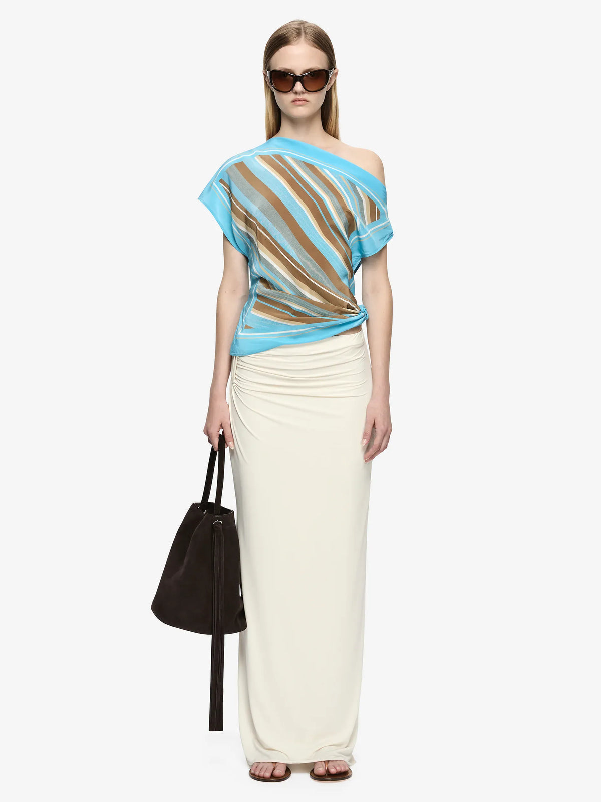 Bec + Bridge Tops Elaris Drape Top - Sandalwood Stripe