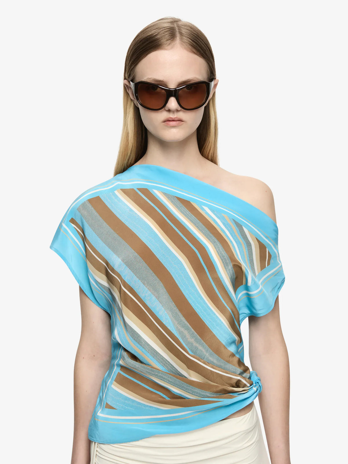 Bec + Bridge Tops Elaris Drape Top - Sandalwood Stripe