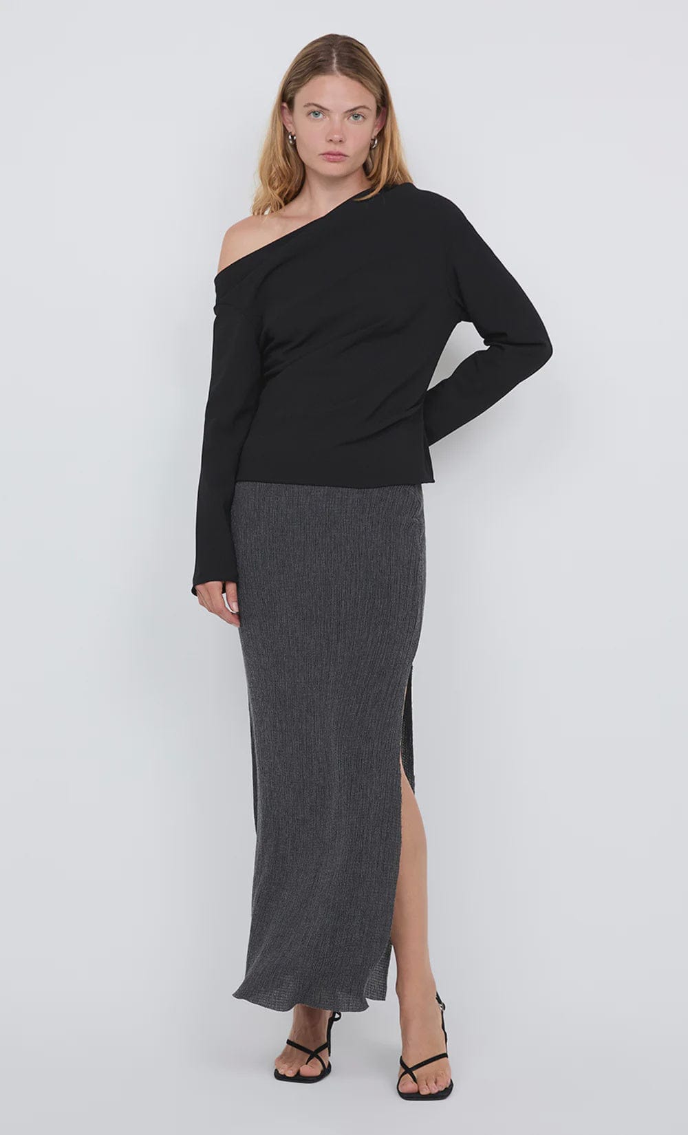 Bec + Bridge Tops - Long Sleeve Bec + Bridge | Ottie Asym Top - Black