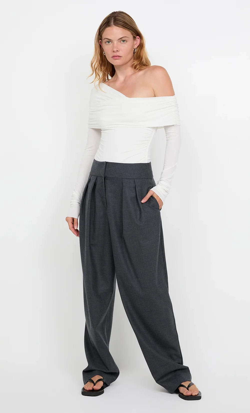 Bec + Bridge Tops - Long Sleeve Bec + Bridge | Tillie Drape Top - White