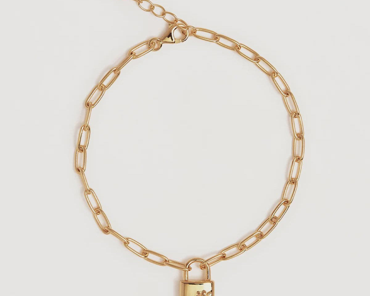 By Charlotte Bracelets By Charlotte | Promise Of Us Lotus Padlock Bracelet - 18k Gold Vermeil