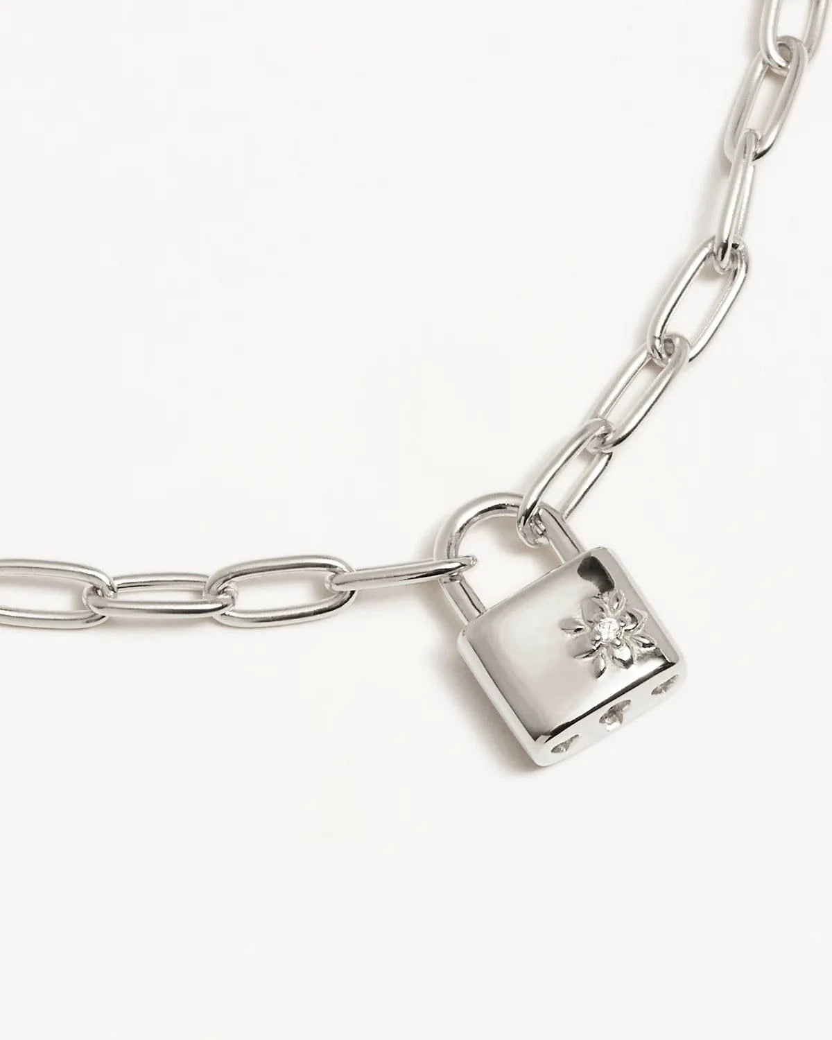 By Charlotte Bracelets By Charlotte | Promise Of Us Lotus Padlock Bracelet - Sterling Silver