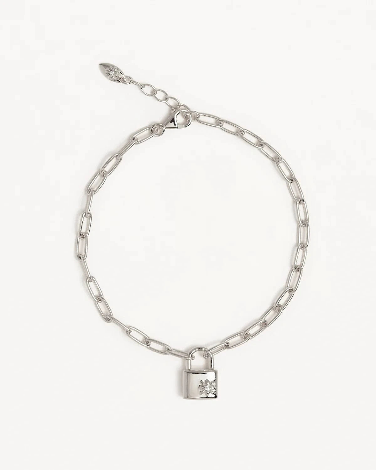 By Charlotte Bracelets By Charlotte | Promise Of Us Lotus Padlock Bracelet - Sterling Silver