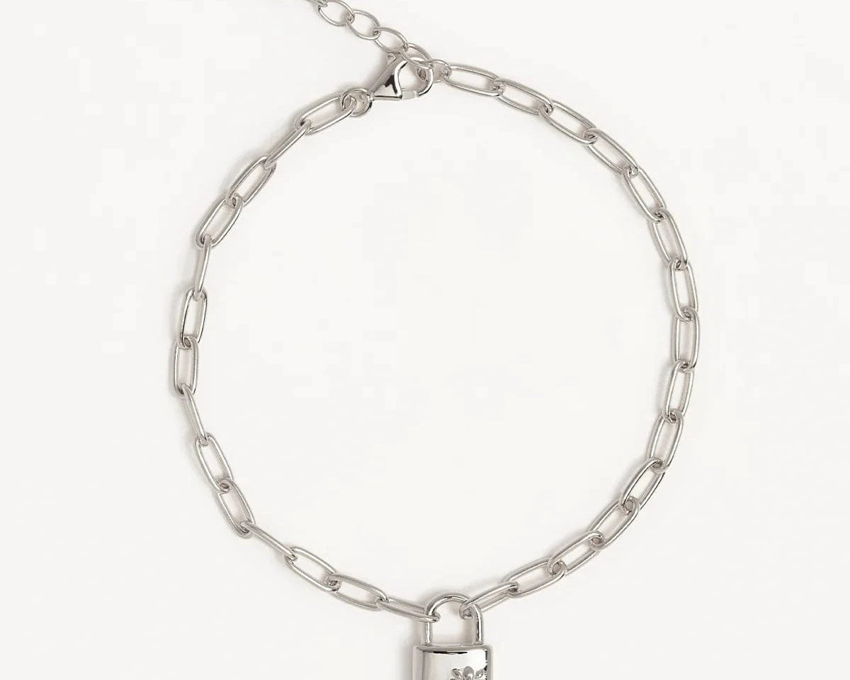 By Charlotte Bracelets By Charlotte | Promise Of Us Lotus Padlock Bracelet - Sterling Silver