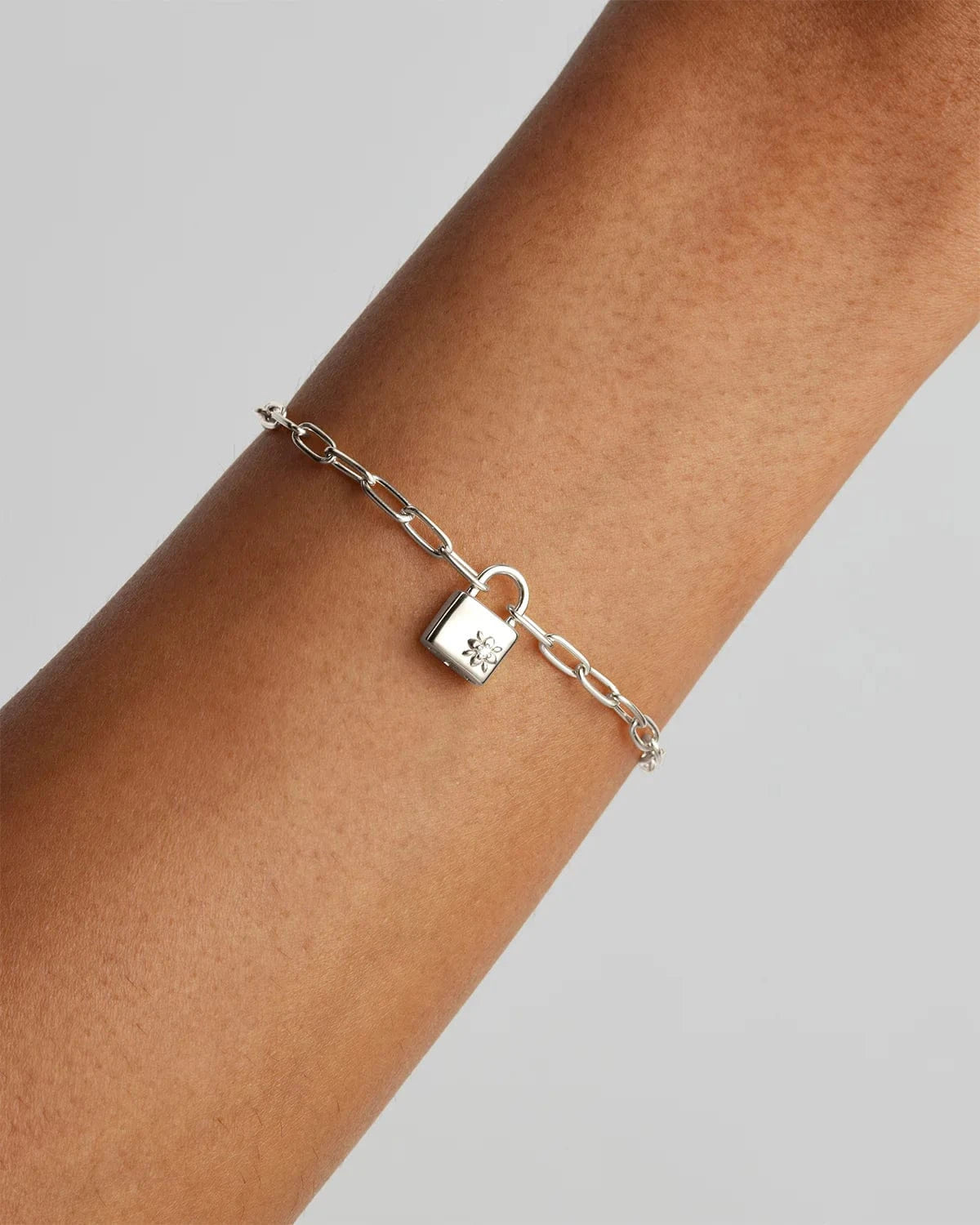 By Charlotte Bracelets By Charlotte | Promise Of Us Lotus Padlock Bracelet - Sterling Silver