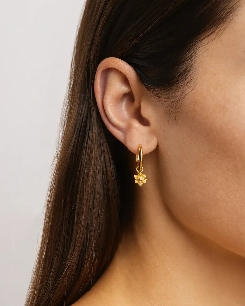By Charlotte Earrings Bloom Within Lotus Hoops - Gold