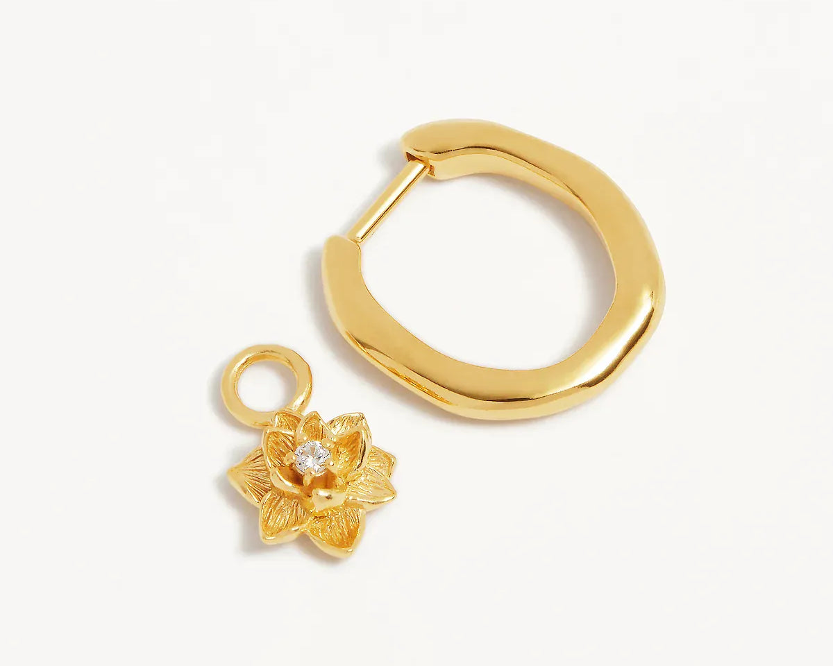By Charlotte Earrings Bloom Within Lotus Hoops - Gold