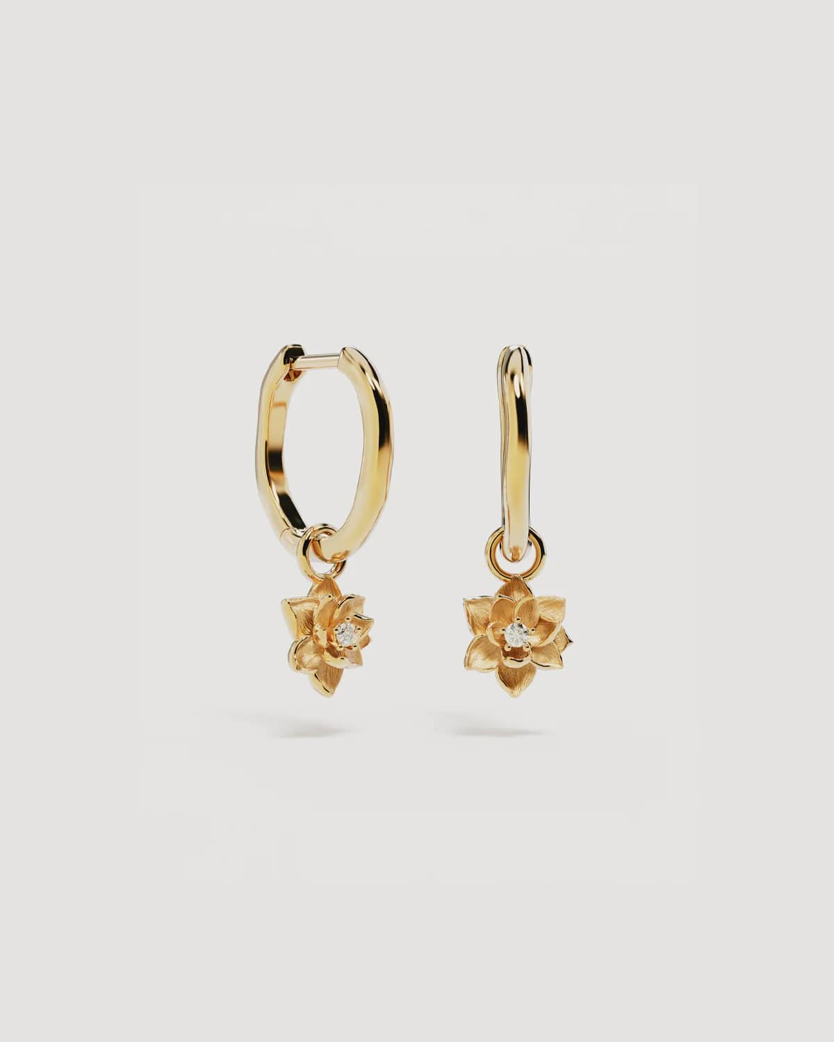 By Charlotte Earrings Bloom Within Lotus Hoops - Gold