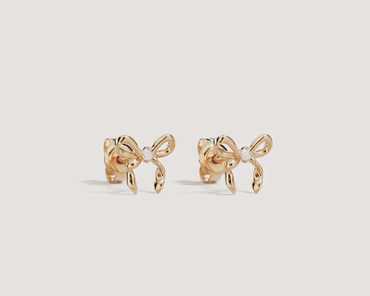 By Charlotte Earrings Forever More Bow Stud Earrings - 18k Gold Vermeil