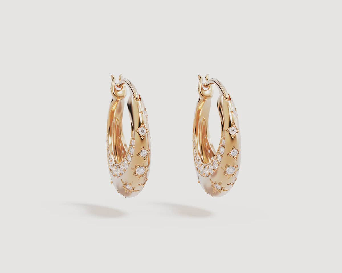 By Charlotte Earrings My Moon and Stars Hoops - Gold