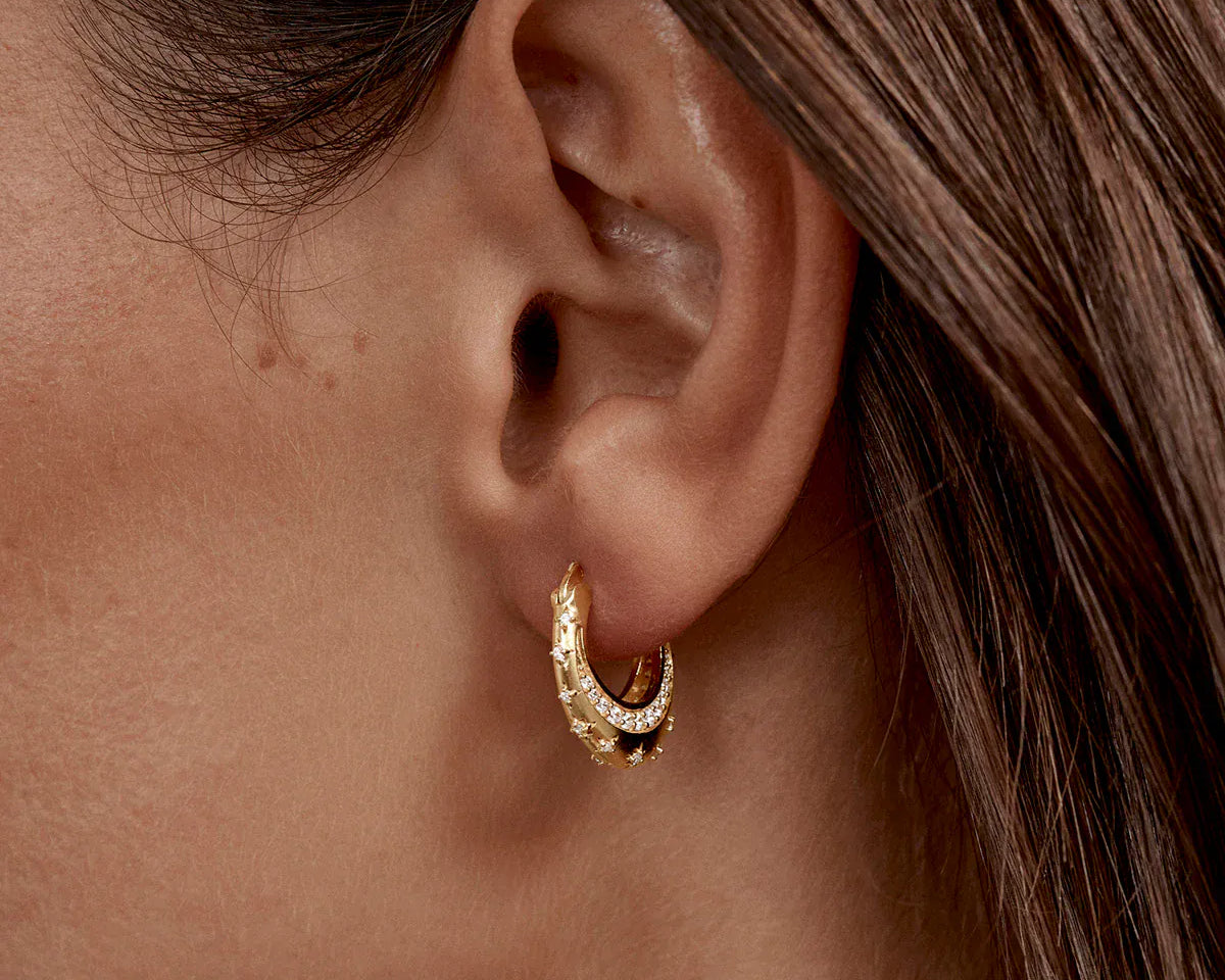 By Charlotte Earrings My Moon and Stars Hoops - Gold