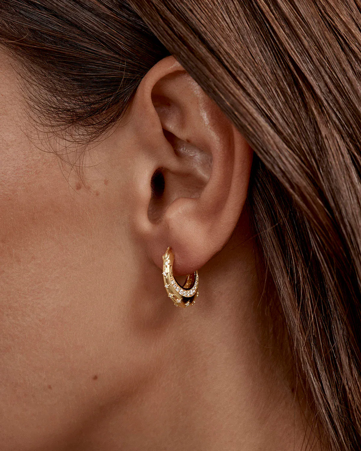 By Charlotte Earrings My Moon and Stars Hoops - Gold