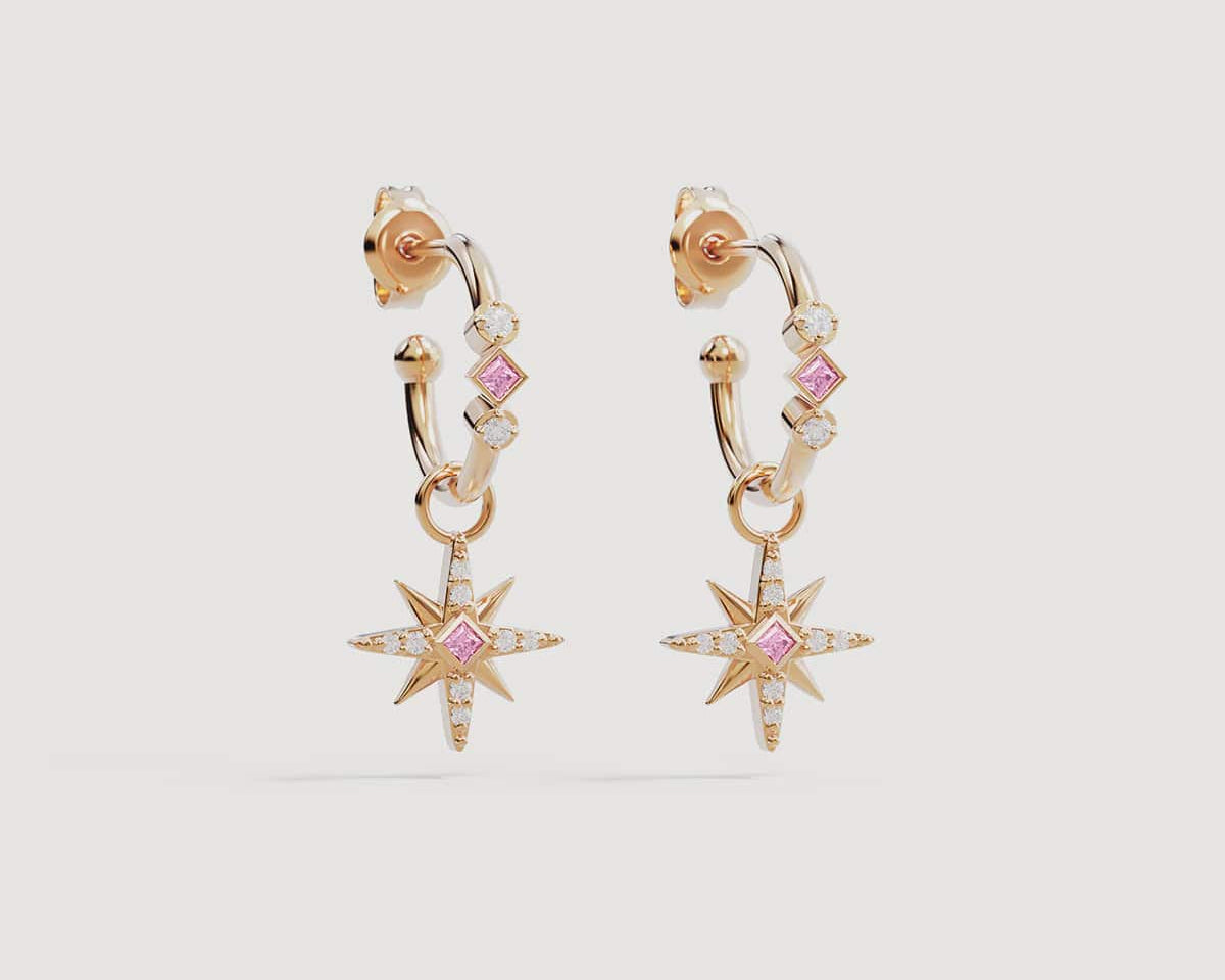 By Charlotte Earrings Starry Night Hoops - Gold