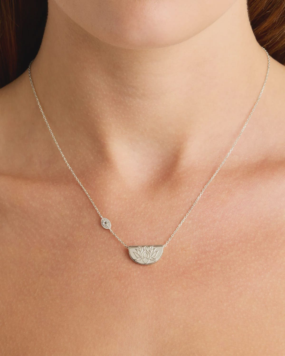 By Charlotte Necklaces Eye Of Peace Lotus Necklace - Sterling Silver