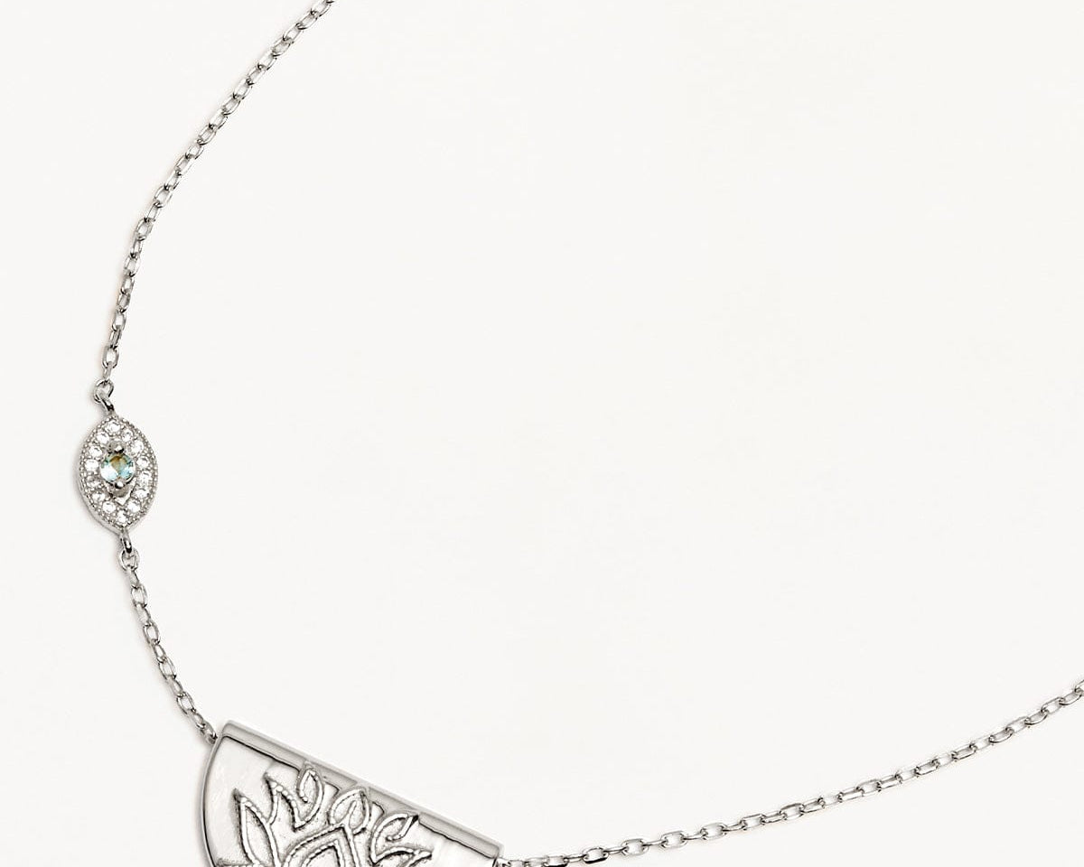 By Charlotte Necklaces Eye Of Peace Lotus Necklace - Sterling Silver