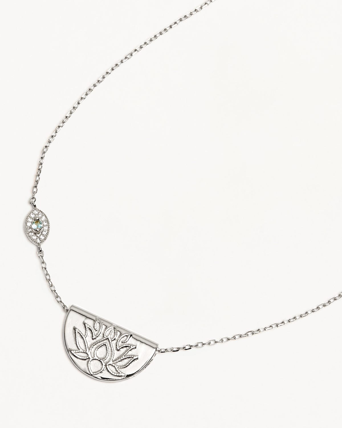 By Charlotte Necklaces Eye Of Peace Lotus Necklace - Sterling Silver