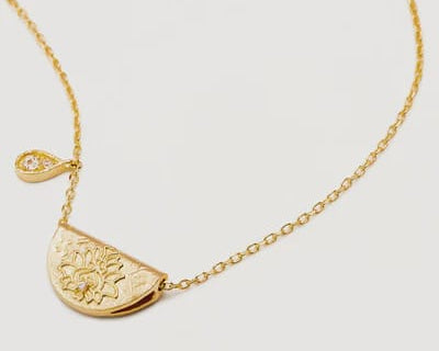 By Charlotte Necklaces Lotus Birthstone Necklace - April - White Topaz
