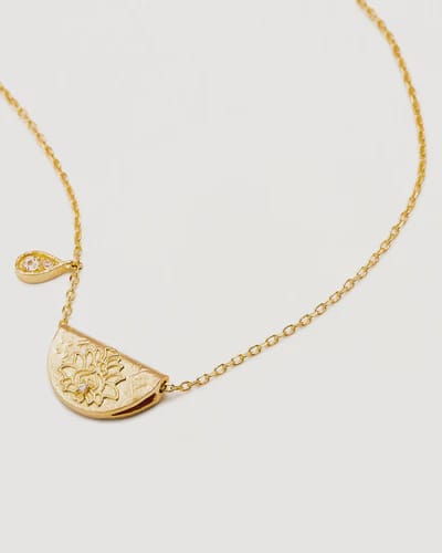 By Charlotte Necklaces Lotus Birthstone Necklace - April - White Topaz