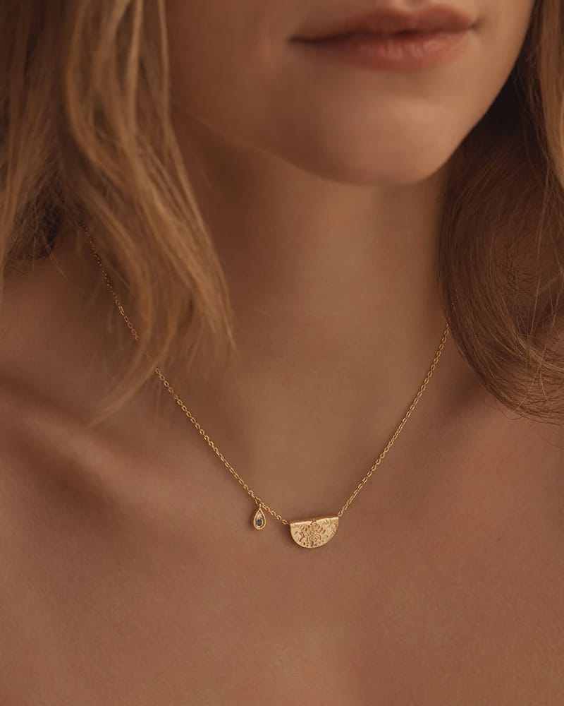 By Charlotte Necklaces Lotus Birthstone Necklace - December - Blue Topaz