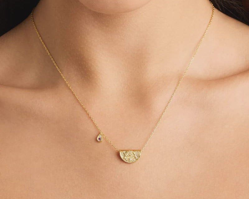 By Charlotte Necklaces Lotus Birthstone Necklace - February - Amethyst