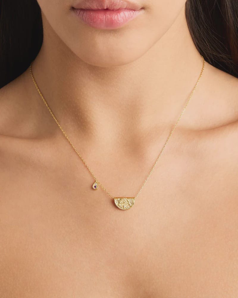 By Charlotte Necklaces Lotus Birthstone Necklace - February - Amethyst