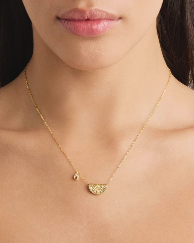 By Charlotte Necklaces Lotus Birthstone Necklace - January - Garnet