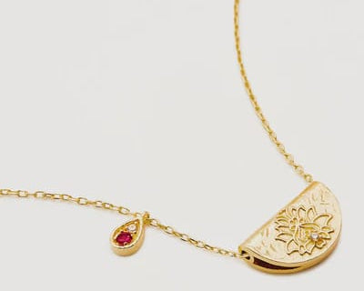By Charlotte Necklaces Lotus Birthstone Necklace - July - Ruby