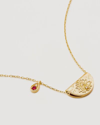 By Charlotte Necklaces Lotus Birthstone Necklace - July - Ruby